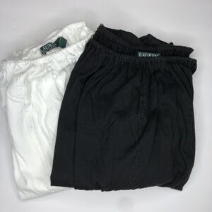 Lauren Ralph Lauren Women's M Black White Short Sleeve Off Shoulder Top Lot of 2